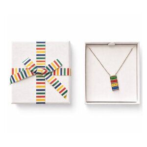 🌈 HBC Hudson’s Bay Trademark Stripe Gemstone Necklace in Box